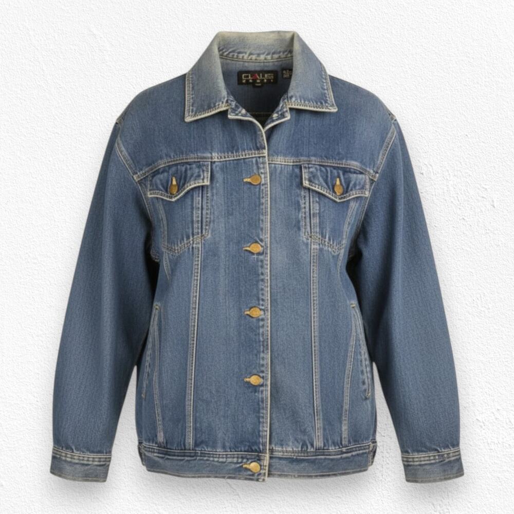 80s Vintage Medium Wash Chaus Sport Classic Denim Trucker Jacket Size Large